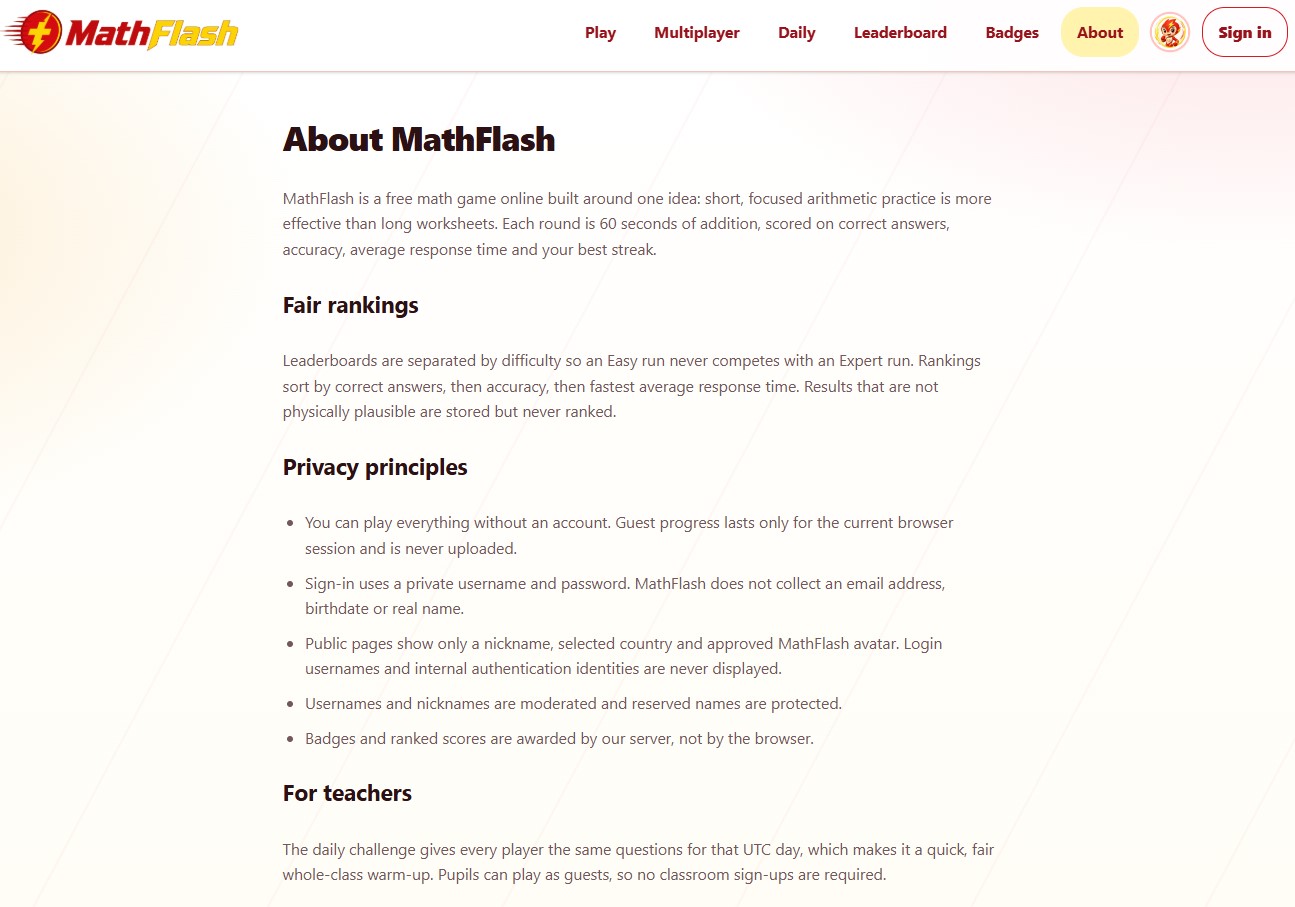Mathflash screenshot 2