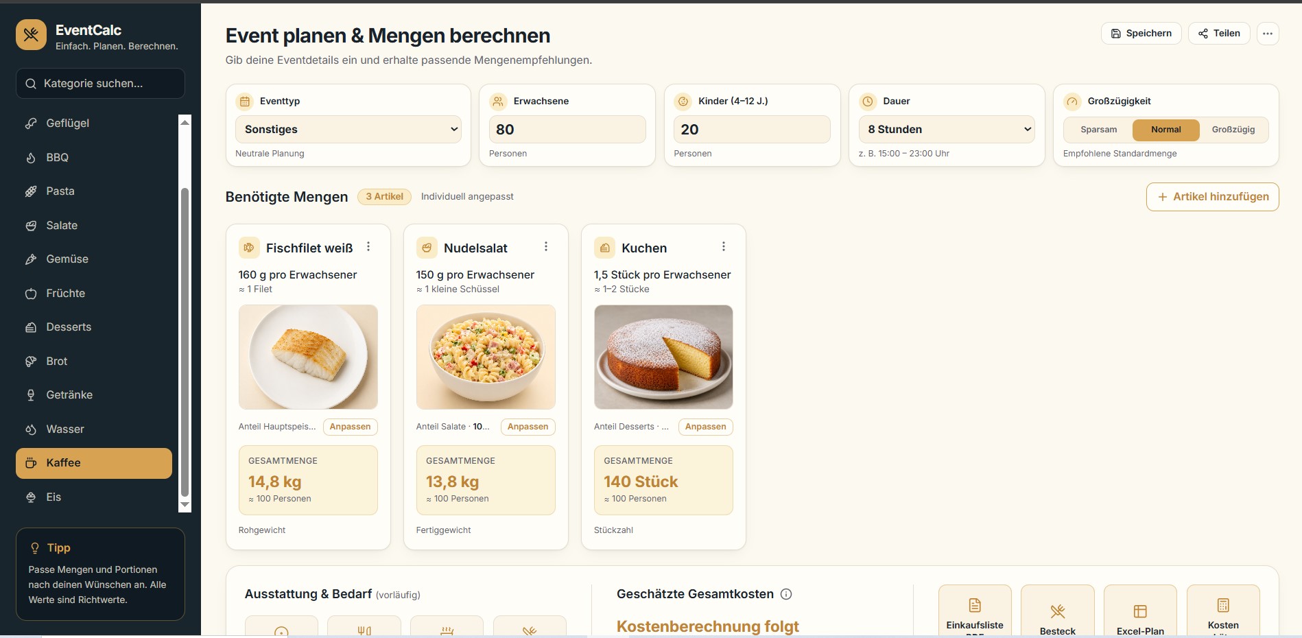 EventCalc screenshot 1